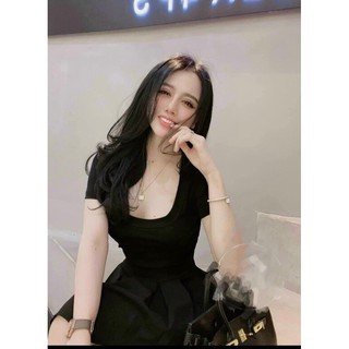 Áo thun cổ vuông chất bozip fom ôm