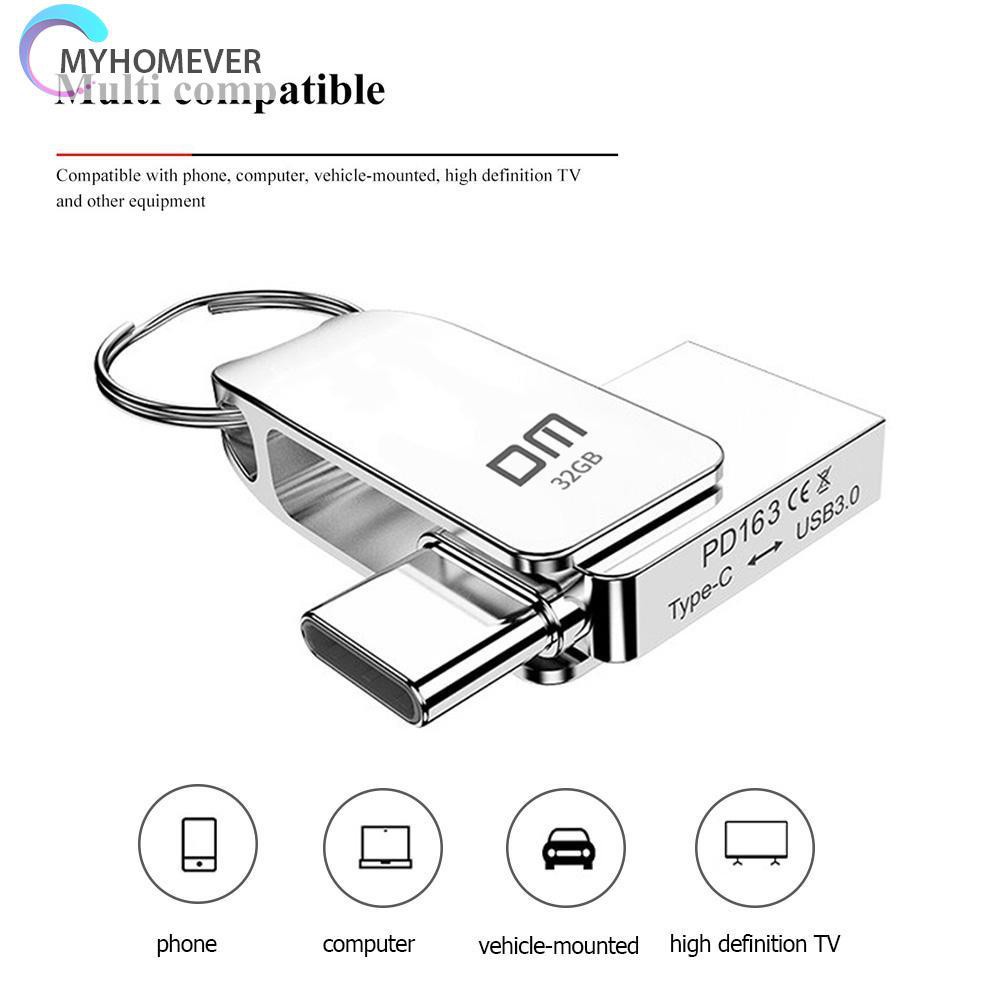 myhomever DM PD163 USB Flash Drive 32GB 64GB OTG Metal USB 3.0+ Type C Pendrive Stick
