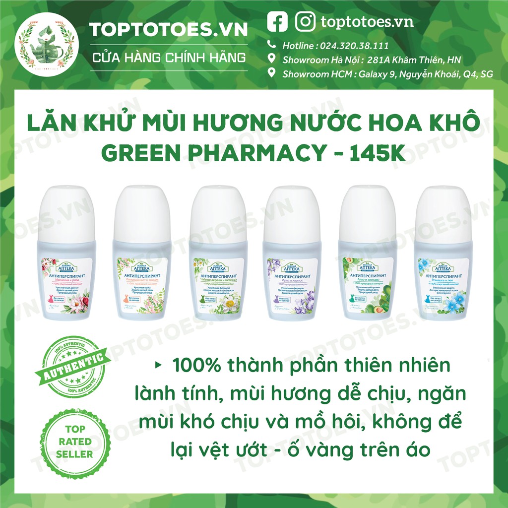 Lăn khử mùi lành tính hương nước hoa khô Green Pharmacy