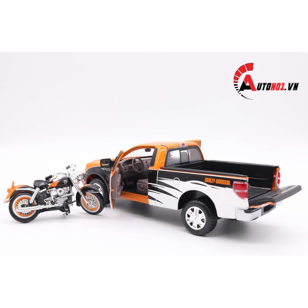 MÔ HÌNH HARLEY FORD F-150 PICKUP W/ FLH DUO GLIDE 1:24 MAISTO 1030