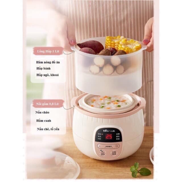 Nồi nấu chậm BEAR 0.8L có lồng hấp