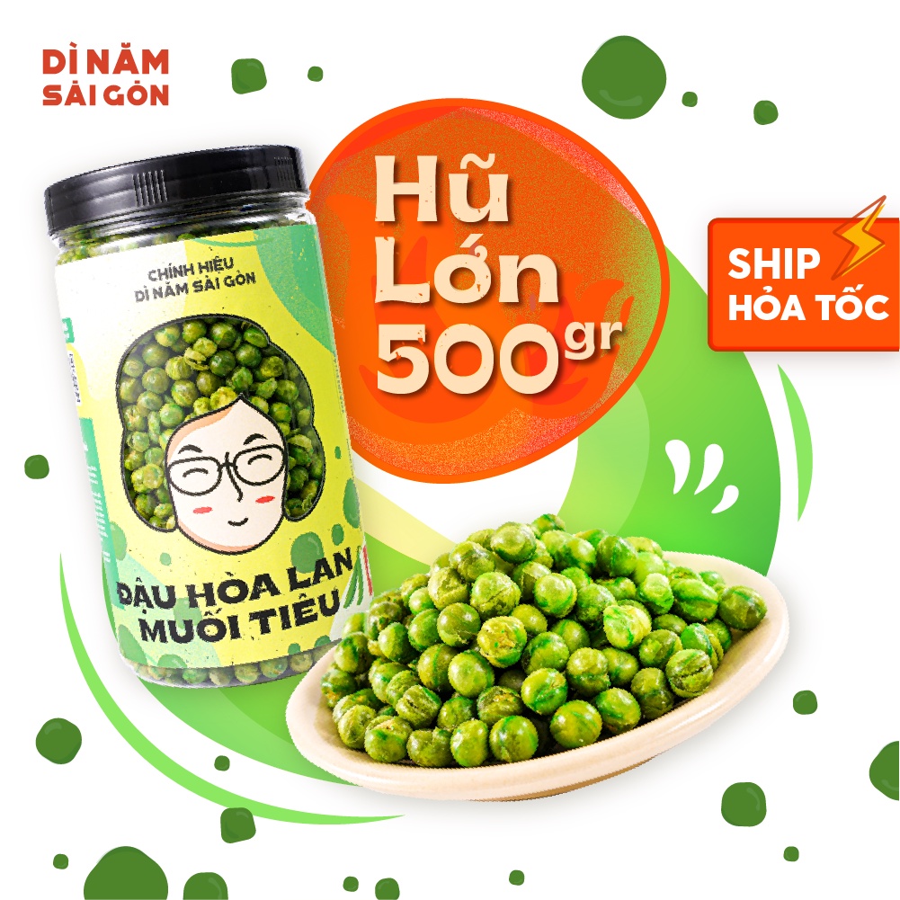 ĐẬU HÀ LAN MUỐI 500GR I DÌ NĂM SÀI GÒN I Đậu ngon LOẠI 1, đồ ăn vặt dễ ăn dễ ghiền,không dầu mỡ I NHÂM NHI QUÊN SẦU