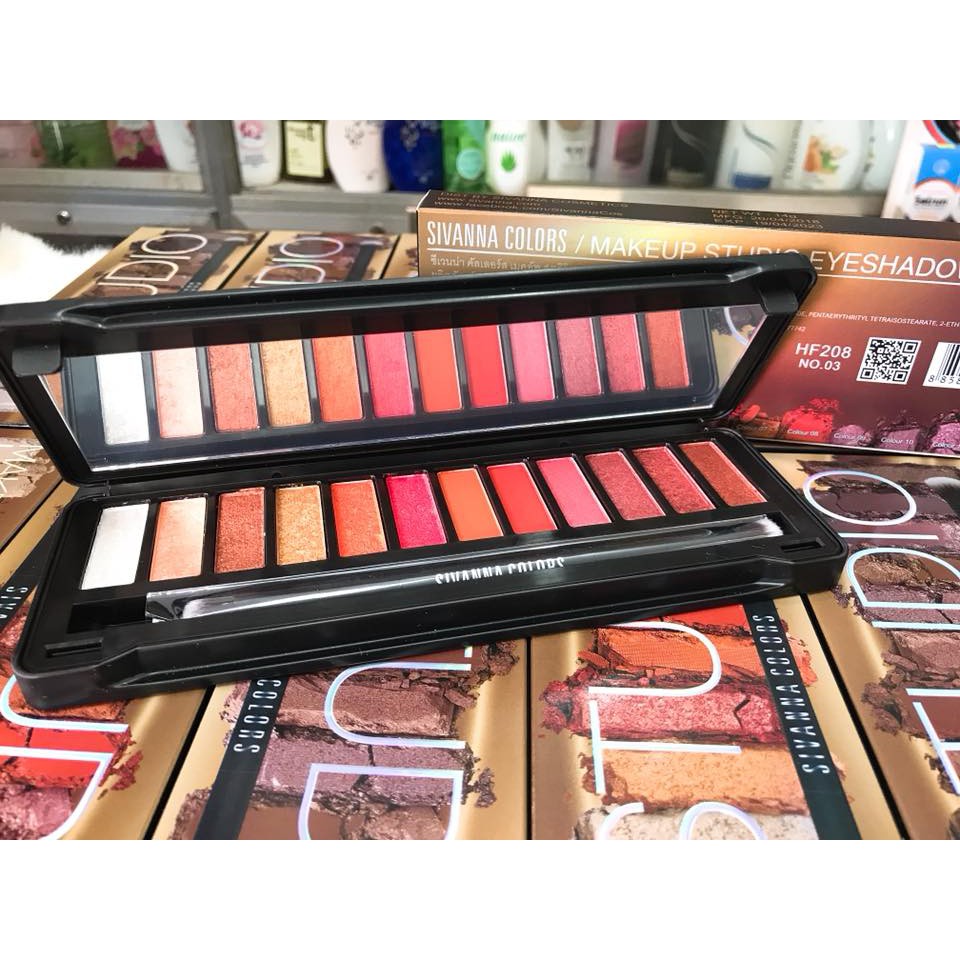 Bảng Phấn Mắt 12 Màu SIVANNA COLORS Make Up Studio Eyeshadow (HF208)