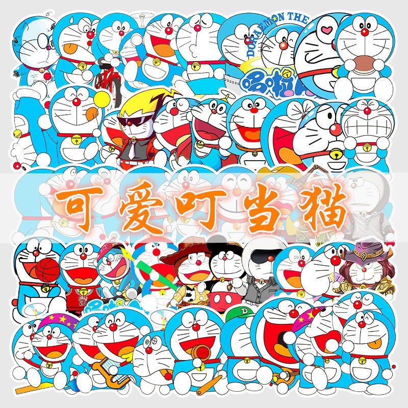 Bộ 50 Miếng Dán Trang Trí Nhật Ký Mini Hình Doraemon Đáng Yêu