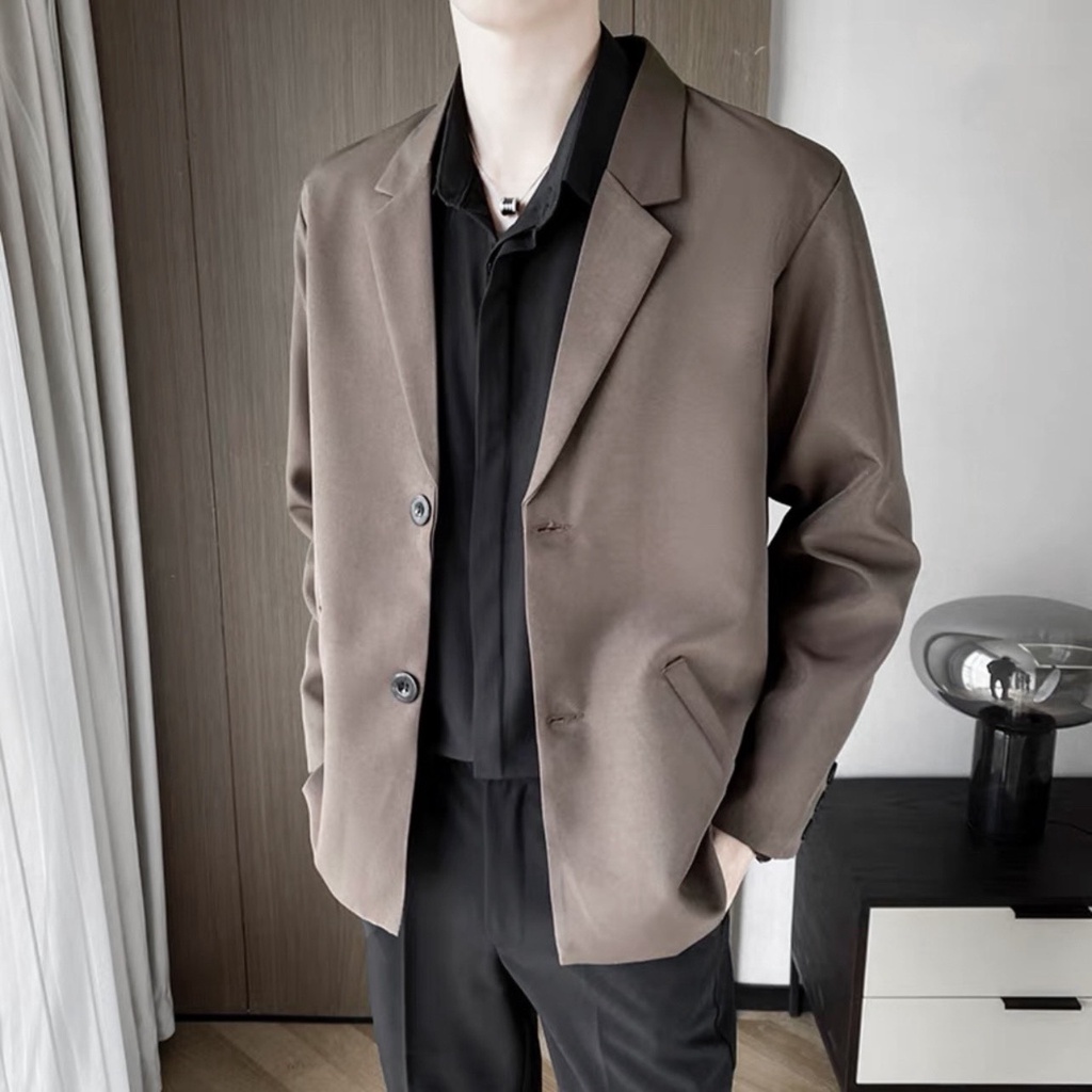 Áo khoác Blazer Nam Form rộng dài tay unisex basic chất Flannel Hàn cao cấp ,hợp mọi thời đại, phong cách Hàn Quốc, Vest