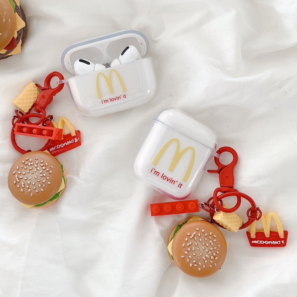 MCDONALD'S Vỏ Bảo Vệ Hộp Sạc Tai Nghe Airpods 1 / 2 / Pro Trong Suốt Hình Bánh Hamburger Mcdonald 's