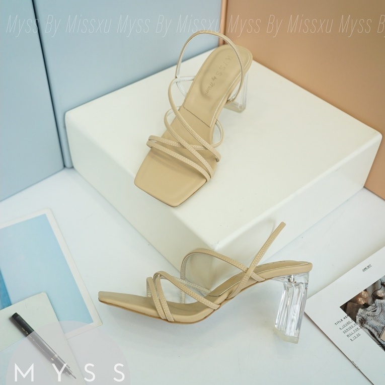 Giày sandal nữ dây chéo phối gót trong 7 cm cao cấp MYSS - SD151