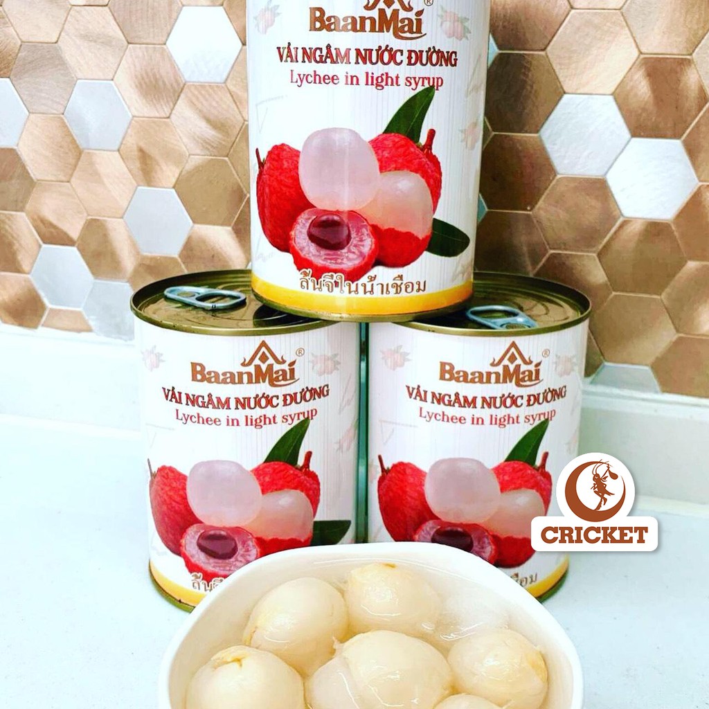 Vải thiều nước đường (Lon 565g) Đặc sản Hưng Yên Nguyên liệu pha chế