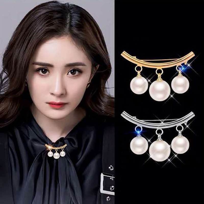 Ghim Cài Áo Đính Ngọc Trai Đơn Giản Chống Ánh Sáng Phong Cách Hàn Quốc