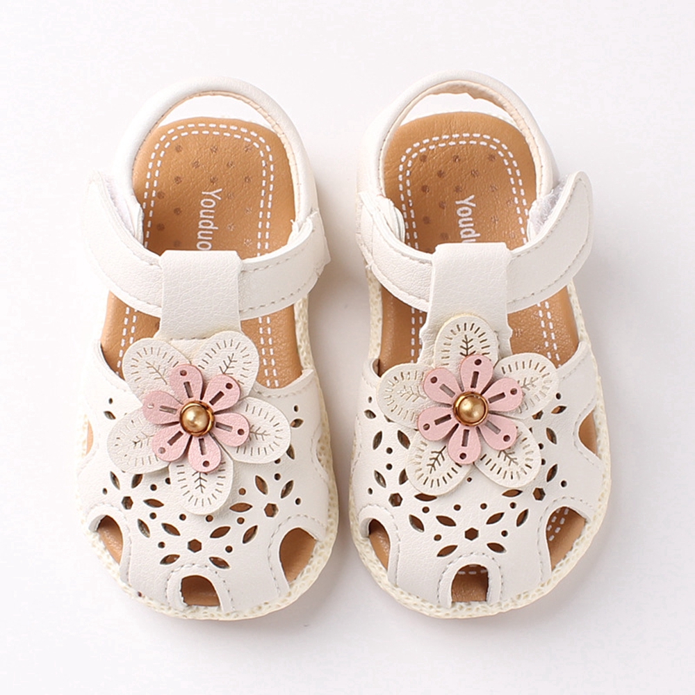 0-4 Years Pre Walker Pretty Flower Newborn Shoes for Baby White Sandals Girls Infant Toddler Sandals Shoes