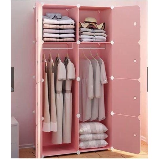 Tủ nhựa ghép - tủ quần áo - 8 ô nhiều mẫu-hồng