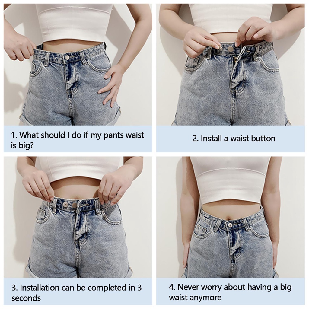 Set 12 Nút Áo Jean Không Đường May Có Thể Điều Chỉnh Tiện Dụng