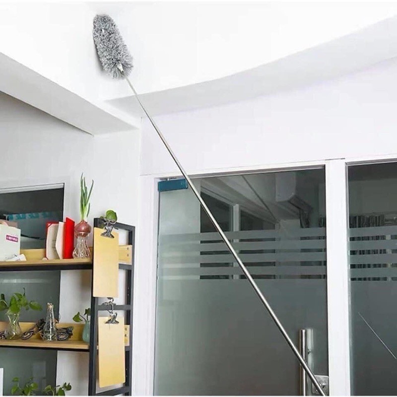 Chổi quét bụi cán Inox dài 70 - 252 cm (có thể kéo rút cây phất trần)