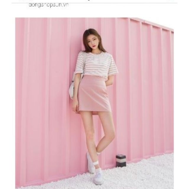 M65-Chân váy chữ A ngắn màu hồng xinh xắn | BigBuy360 - bigbuy360.vn