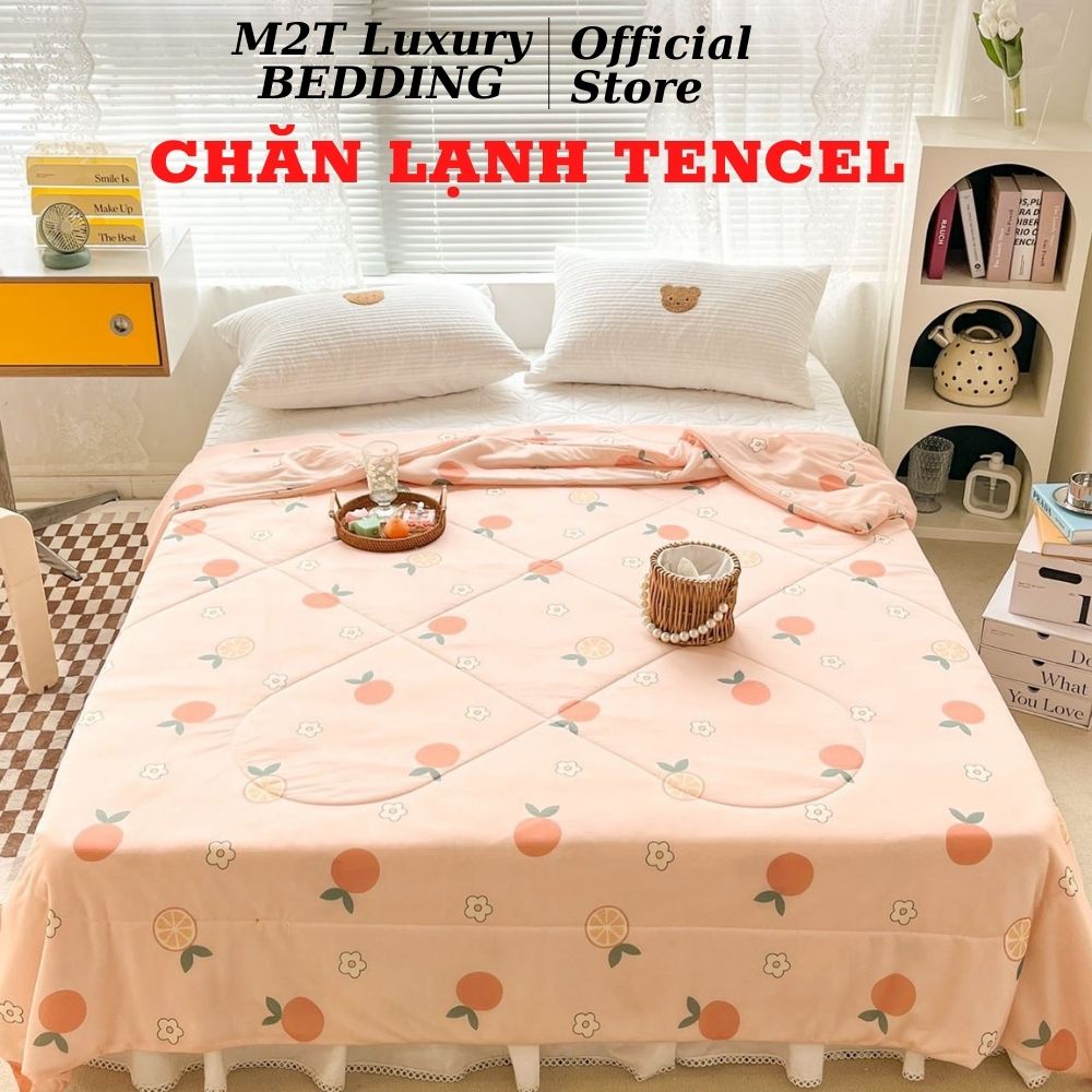 Chăn hè mát lạnh Tencel M2T BEDDING, Mền dùng bốn mùa Hàn Quốc kích thước 2mx2m3 - Chăn lạnh Quả cam