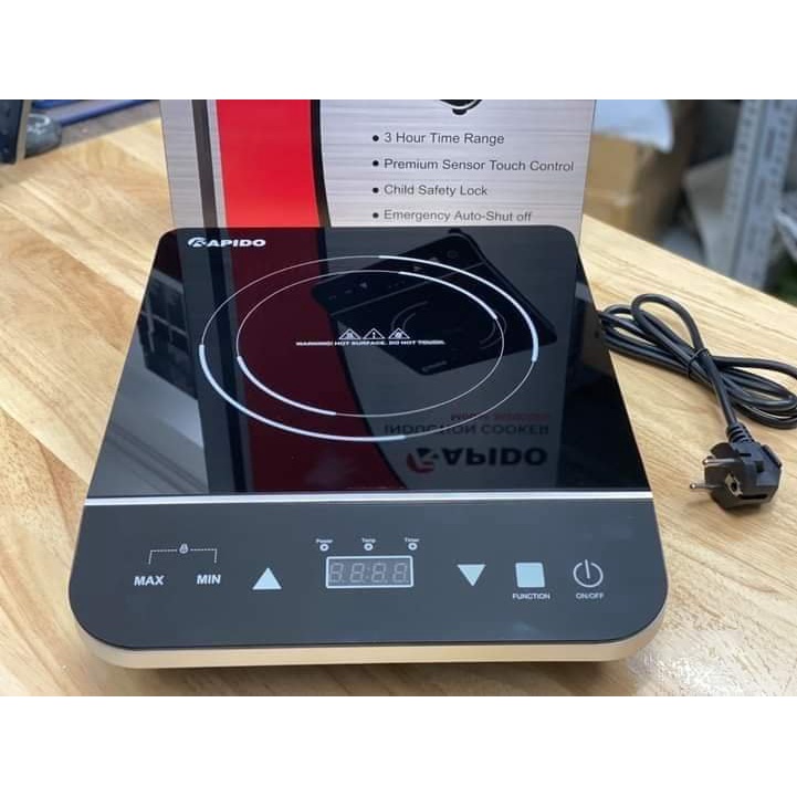 Bếp từ đơn Rapido RI2000ES lõi đồng nguyên chất, bếp từ đơn công suất 2000w nấu siêu nhanh dễ sử dụng TH Đức
