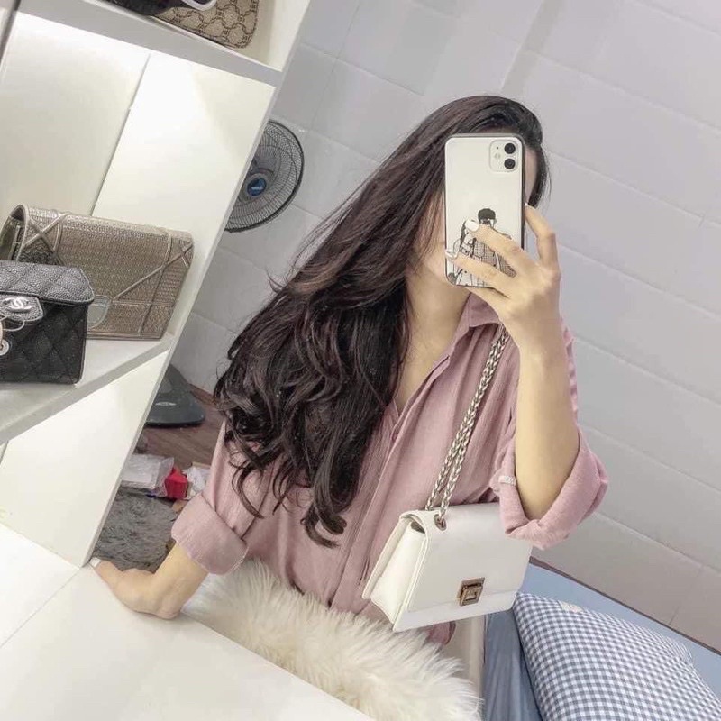 Túi đeo vai túi kẹp nách nữ da gạo khoá gập siêu đẹp