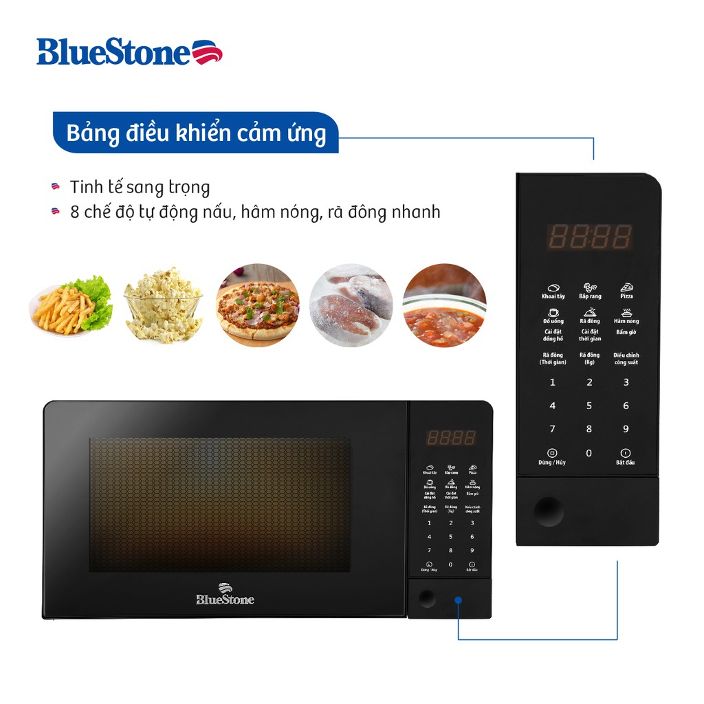 Lò vi sóng điện tử BlueStone MOB-7816 Dung tích 20L - Công suất 1100W - 8 chế độ nấu - bảo hành chính hãng 2 năm