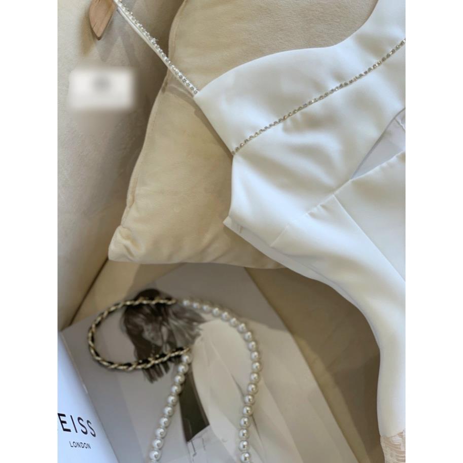 Váy maxi 2 dây ren dập ly kết đá