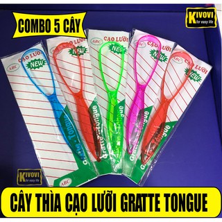 COMBO 5 CÂY Dụng Cụ Cạo Lưỡi Làm Sạch Lưỡi Bằng Nhựa - Thìa Cạo Vệ Sinh Răng Miệng Mảng Bám - Cây Nạo Lưỡi Làm Sạch Lưỡi