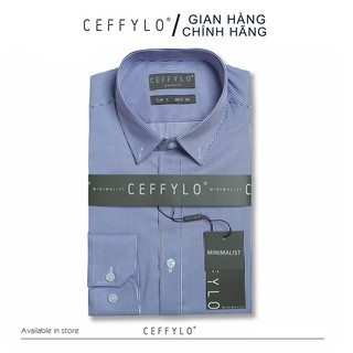 Áo Sơ Mi Nam Dài Tay Họa Tiết Kẻ Sọc Nhỏ Xanh Navy CEFFYLO Form Slim Ôm Nhẹ