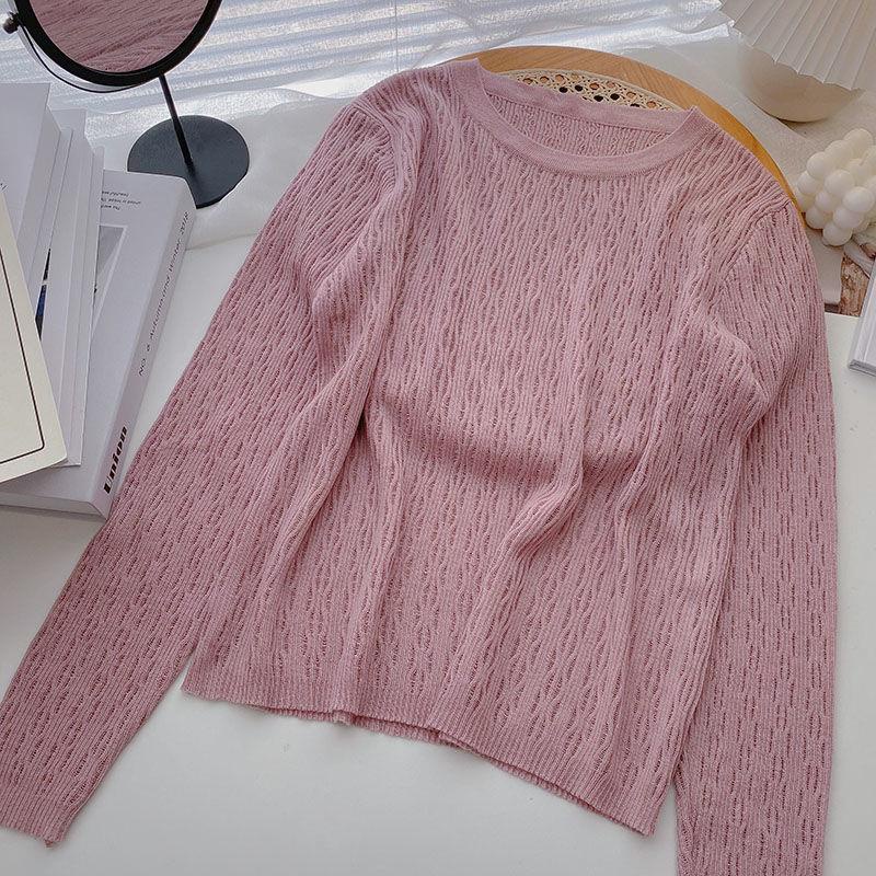 Áo Dệt Kim Tay Dài Dáng Rộng Màu Trơn Phong Cách Hàn Quốc Thời Trang Mùa Thu Dành Cho Nữ 2022