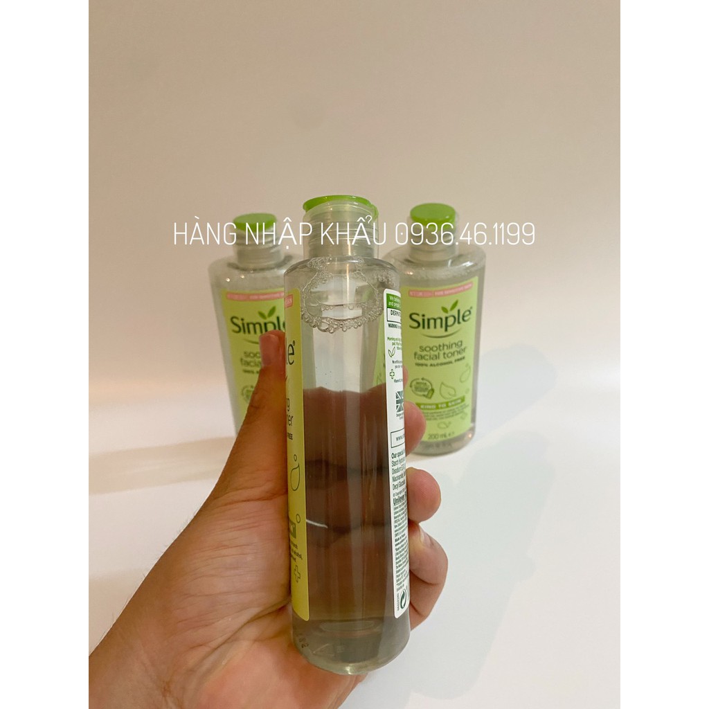 Nước Hoa Hồng Simple Kind To Skin Soothing Facial Toner 200ml-UK