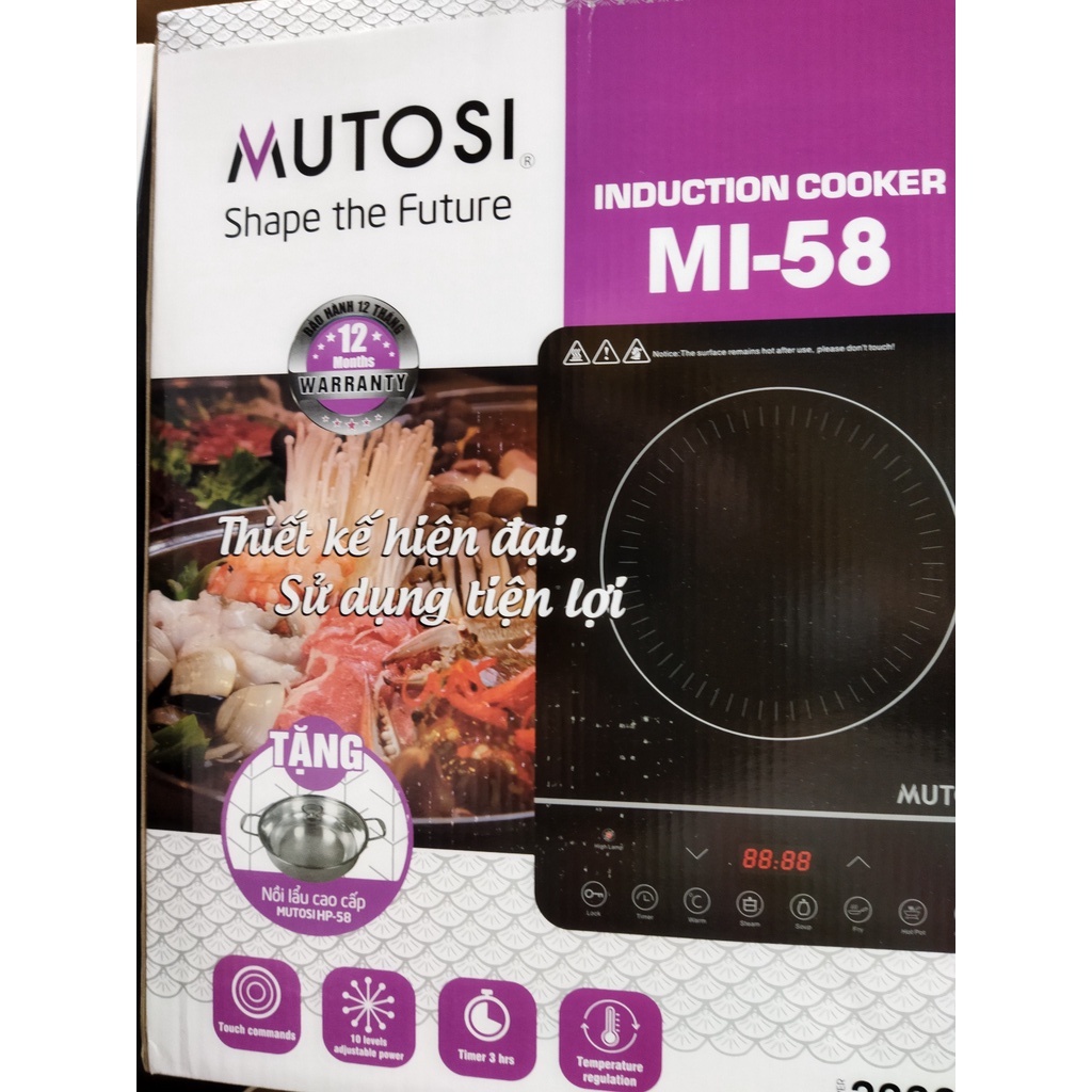 Bếp từ đơn chính hãng Mutosi MI-58 tặng kèm nồi lẩu cao cấp