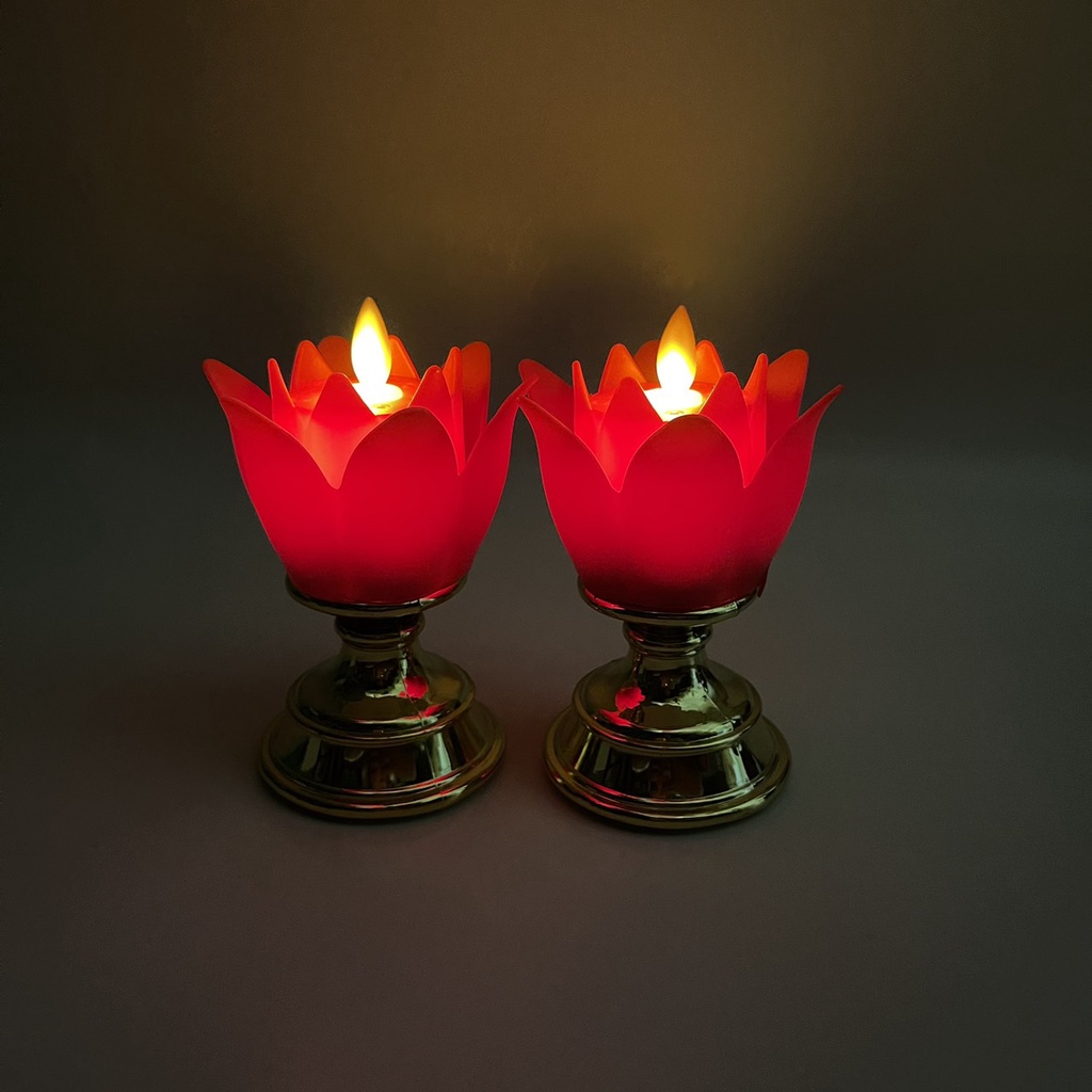 Nến điện tử hoa sen-hoa sen chân đế