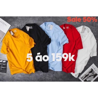 🎁 Combo 5 áo 159k [Free ship] ÁO THUN TRƠN CAO CẤP THẤM HÚT MỒ HÔI CỰC TỐT