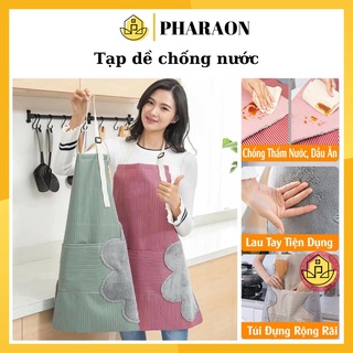 Tạp dề chống thấm nước, tạp dề nấu ăn có miếng lau tay túi đựng đồ kiểu nhật bản - PHARAON