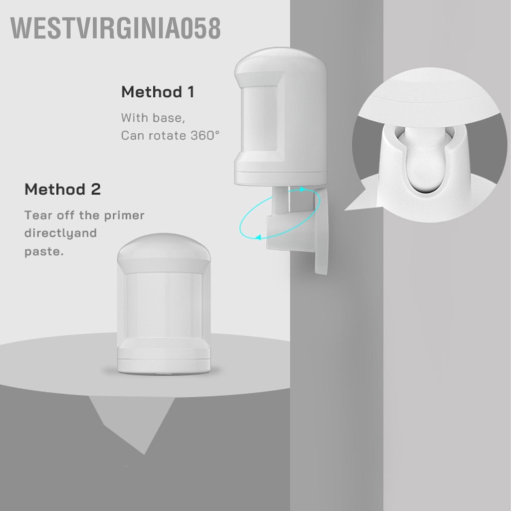 Westvirginia058 Cảm biến hồng ngoại thông minh PIR Máy dò chuyển động con người được kết nối Góc rộng 150 ° cho Zigbee 3.0