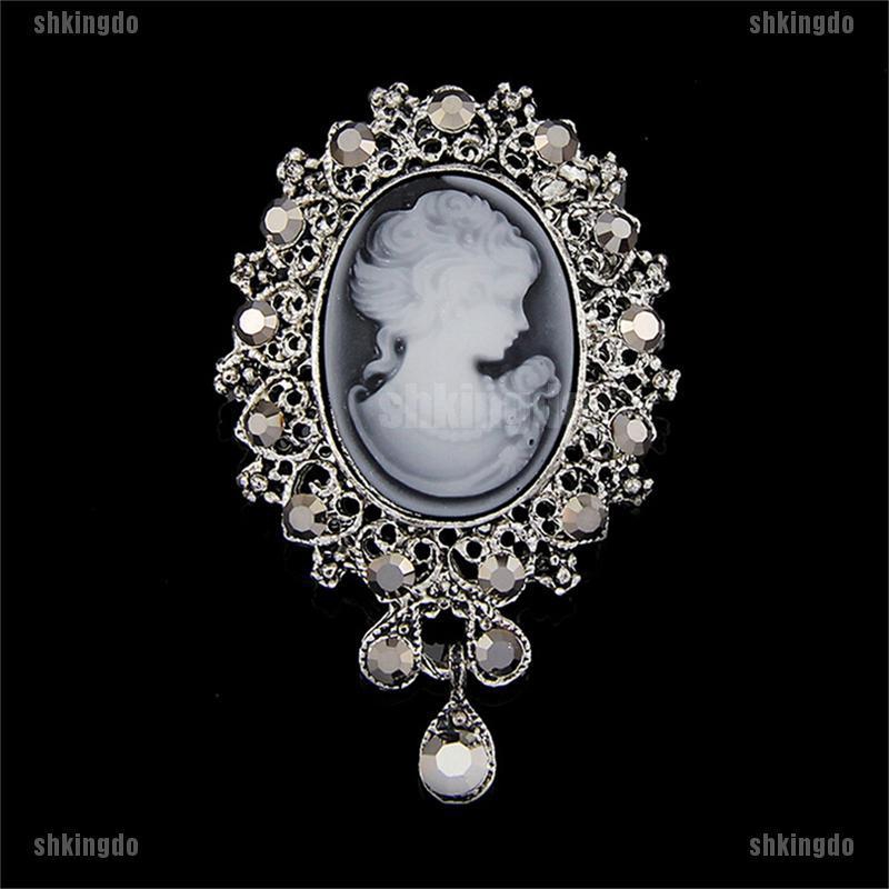 Ghim cài áo kim loại đính đá phong cách vintage