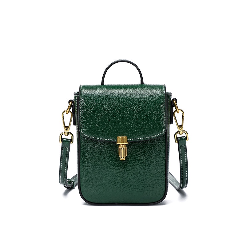 Mobile Túi Đeo Chéo Da PU Dáng Vuông Nhỏ Màu Trơn Thời Trang Xinh Xắn Cho Nữ