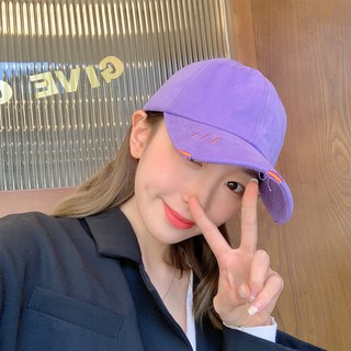 Ins Mũ Bóng Chày Màu Trơn Khoét Lỗ Hở Lỗ Phong Cách Hàn Quốc Cổ Điển Màu Tím Cho Nữ
