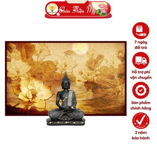 Hào quang phật hoa sen in tranh trúc chỉ ngang chân thiện mỹ, đèn trang trí bàn thờ, treo phòng thờ tc-tn-24