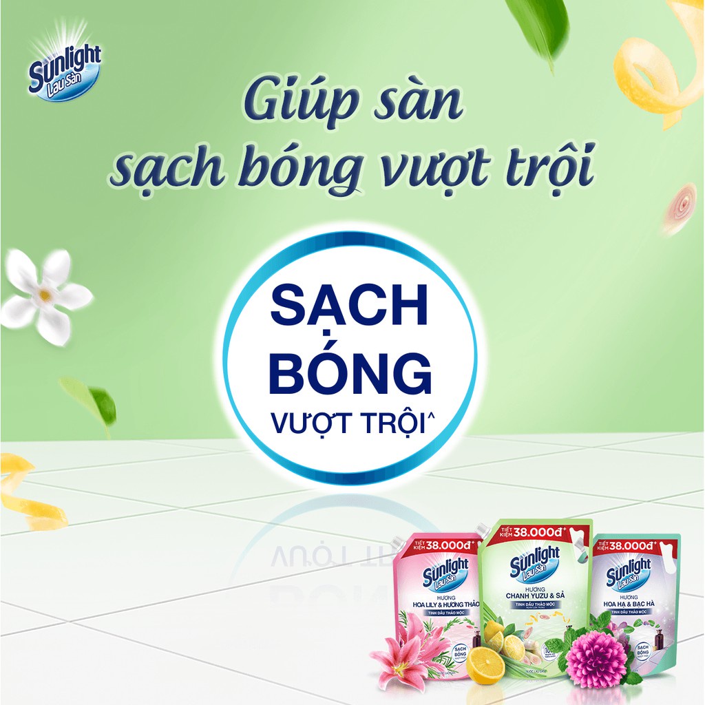 Nước Lau Sàn Sunlight tinh dầu thảo mộc túi 3.6kg| HuyhangShop