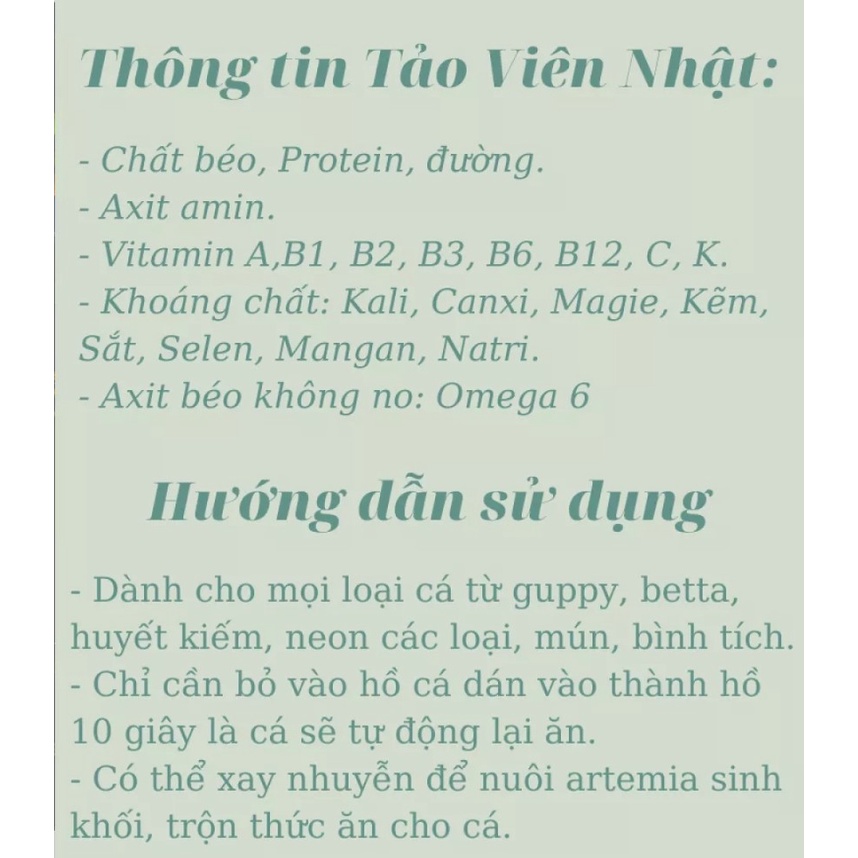 Tảo viên ( 50 viên ) - thức ăn artemia Cá Tép - Giao Hàng Hoả Tốc TPHCM