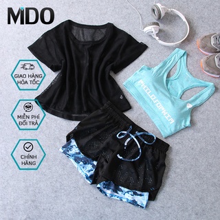 Sét bộ tập gym nữ 3 món Mido S15, trọn bộ quần áo tập gym nữ thời trang, chất vải đẹp, phù hợp tập gym, yoga, zumba