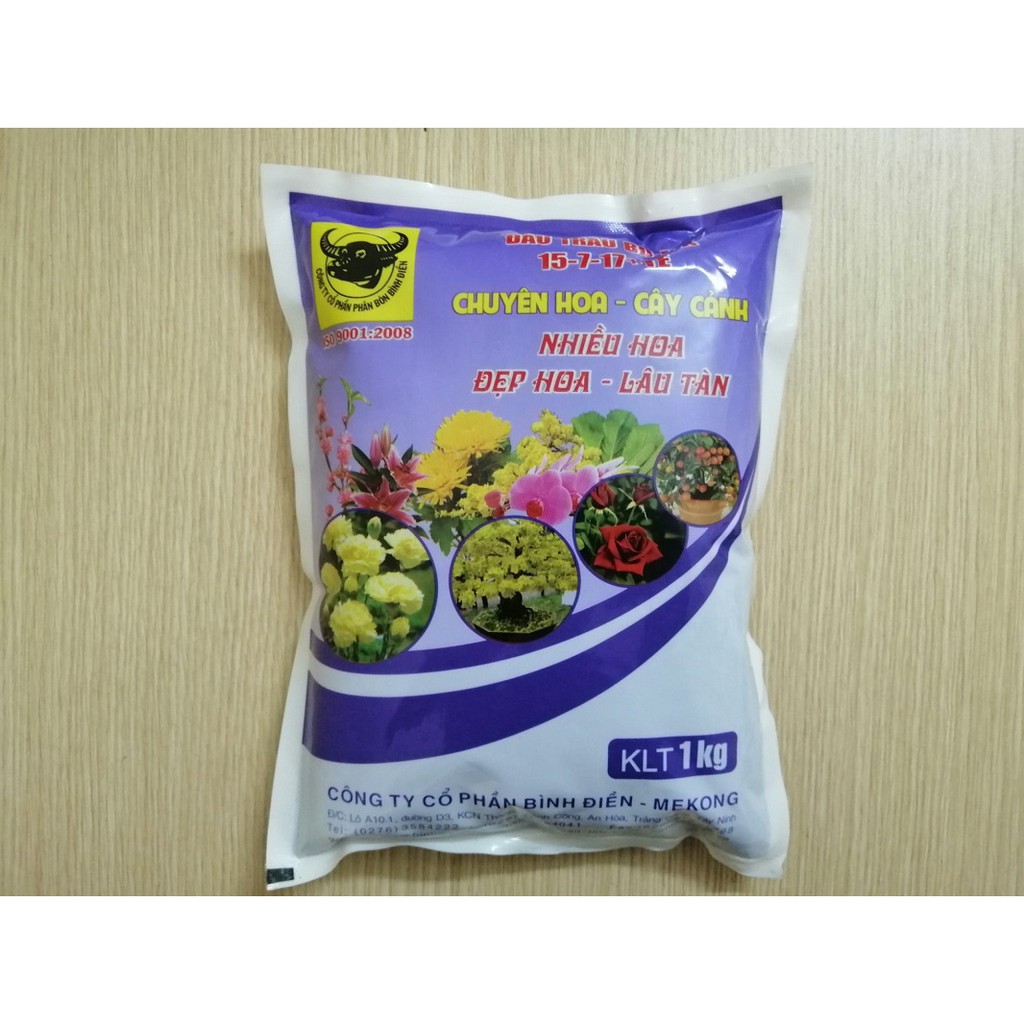 Phân Bón Hoa Cây Cảnh ĐẦU TRÂU 15-7-17 + TE Gói 1Kg366