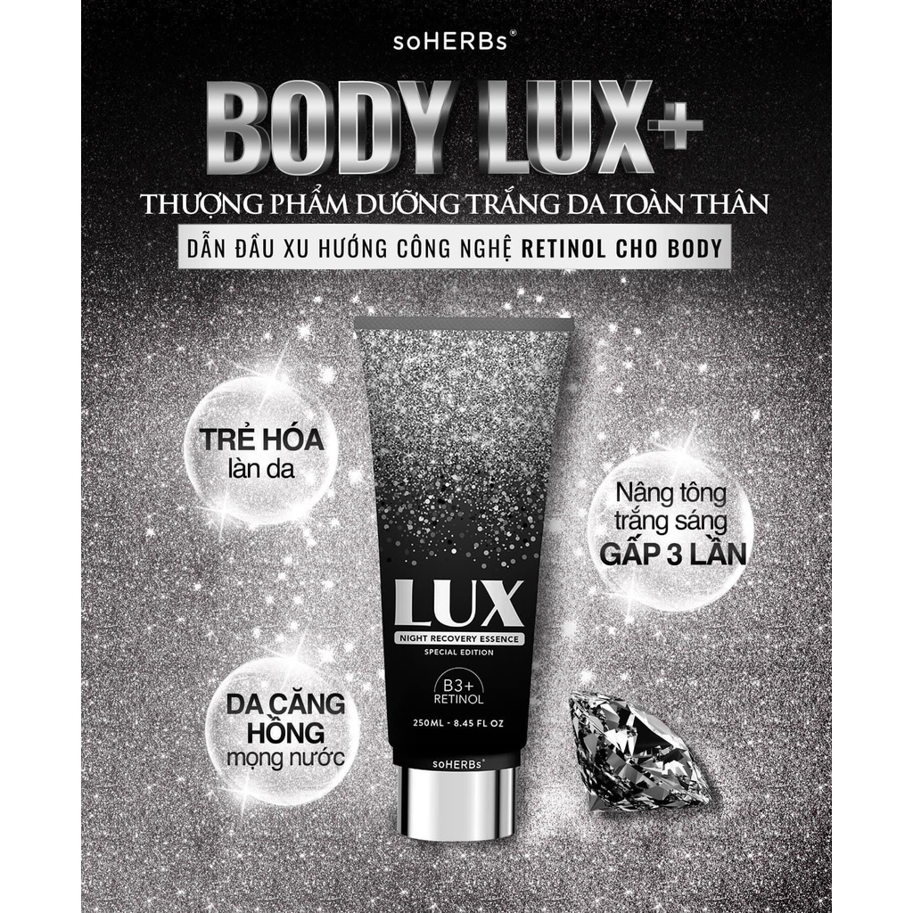 Kem trắng da body lux + chuyên sâu retinol và b3 trẻ hóa 250g