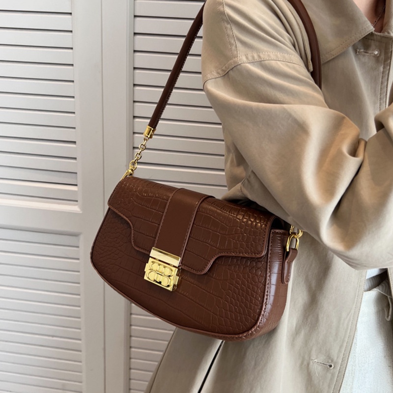 Túi Đeo Chéo Họa Tiết Da Cá Sấu Phong Cách Hàn Quốc Cổ Điển Thời Trang Cho Nữ