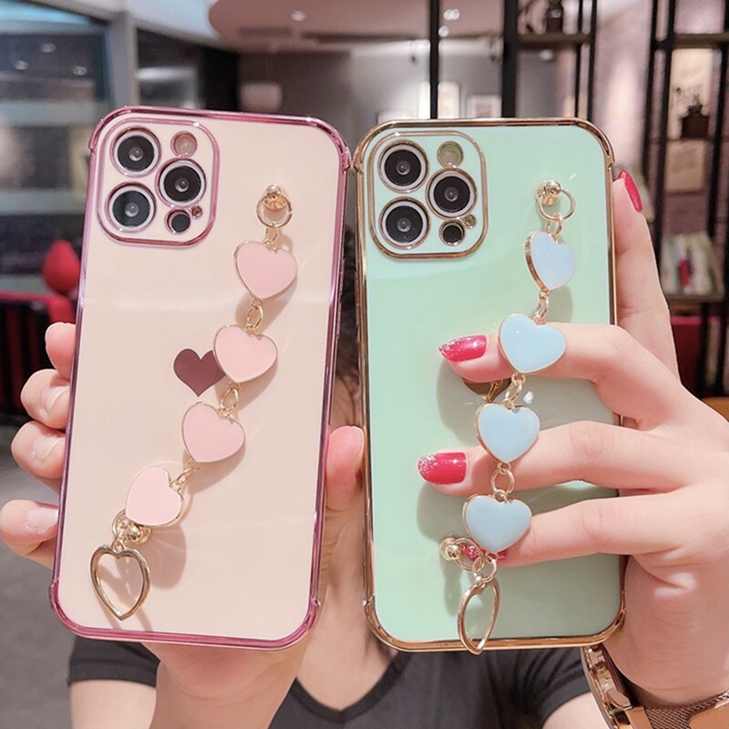 Ốp điện thoại silicon sang trọng có dây đeo tay thích hợp cho Iphone 11 12 Pro Max Xr Xs Max 7 8 Plus Se2