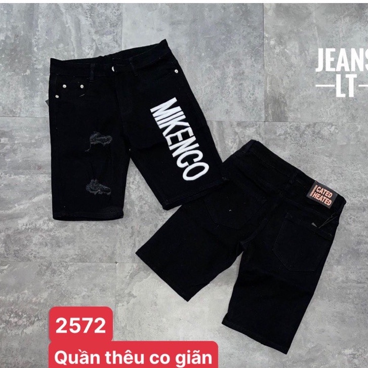 Quần short jean nam đen quần jean nam ngắn