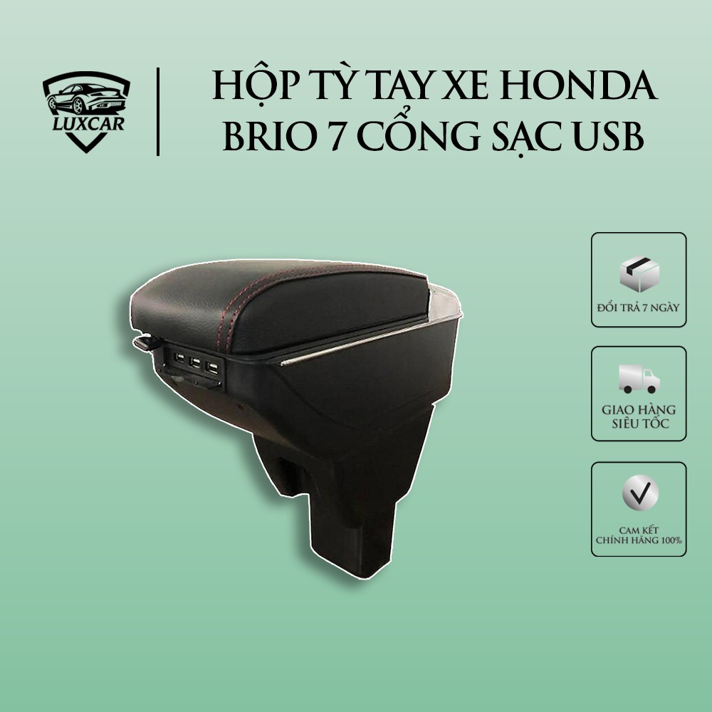 Hộp tỳ tay xe HONDA BRIO chất liệu da PU cao cấp, 7 cổng sạc USB