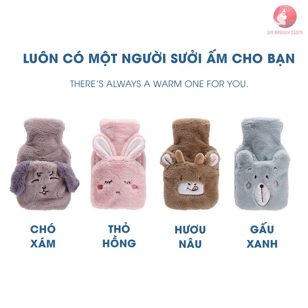 Túi chườm nóng, chườm đau bụng kinh, túi sưởi ấm - Chất liệu bông mềm mịn - Kiểu dáng Thỏ, Gấu, Hươu xinh xắn