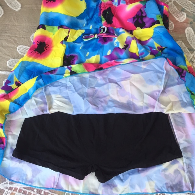 [BIG SIZE-6XL] Bikini Kín Đáo Che Bụng Liền Thân Dạng Váy Hoa Lá (có quần đùi ôm bên trong) Cao Cấp - Big Size 85-100Kg