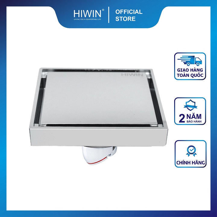 Phễu thoát sàn lát gạch ngăn mùi hôi đồng mạ crom kích thước 120x120mm HIWIN FD-1902A