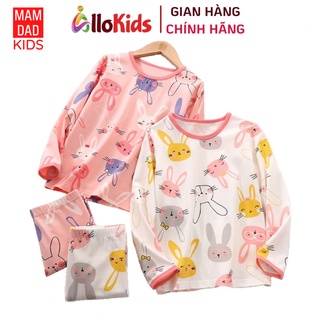 12-40kg Bộ Cotton Dài tay Thu Đông Hãng MamDadKids cho Bé Gái họa tiết thỏ