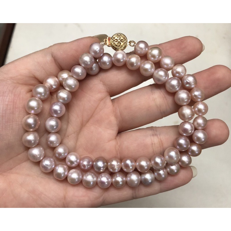 Vòng cổ hạt màu hồng tím size 9Ly